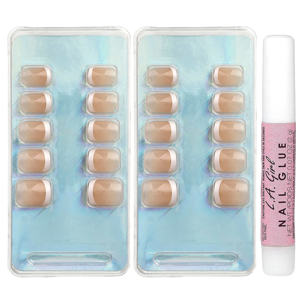 L.A. Girl, Oh So Shiny, искусственные ногти, гелевые типсы для сияния ногтей, GNT154, классический френч, набор из 25 предметов