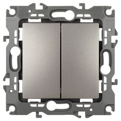 Переключатель перекрестный ЭРА Серия 12 12-1112-16 двойной, 10АХ-250В, титан