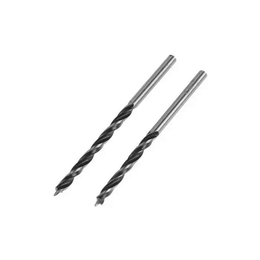 Сверло по дереву ТУНДРА, цилиндрический хвостовик, 3 х 60 мм, 2 шт.