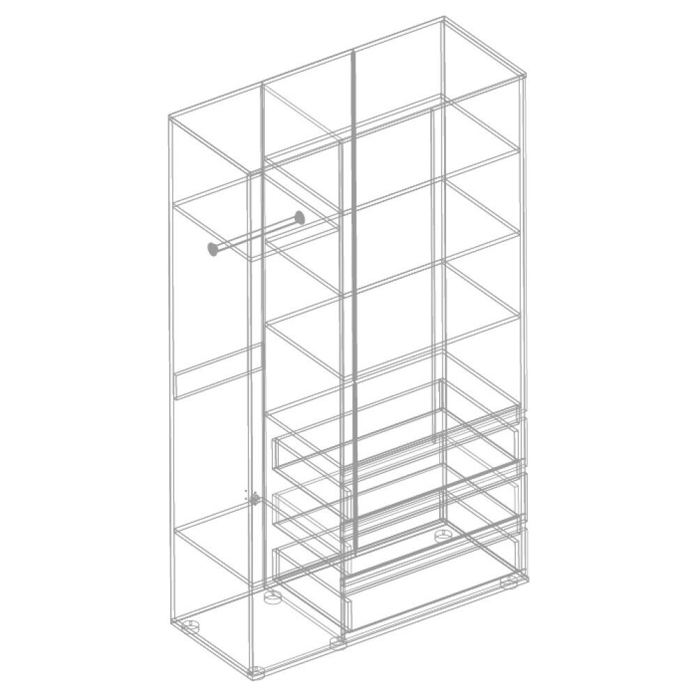 Шкаф 3-ств с 3 ящиками "МС СТИЛ"