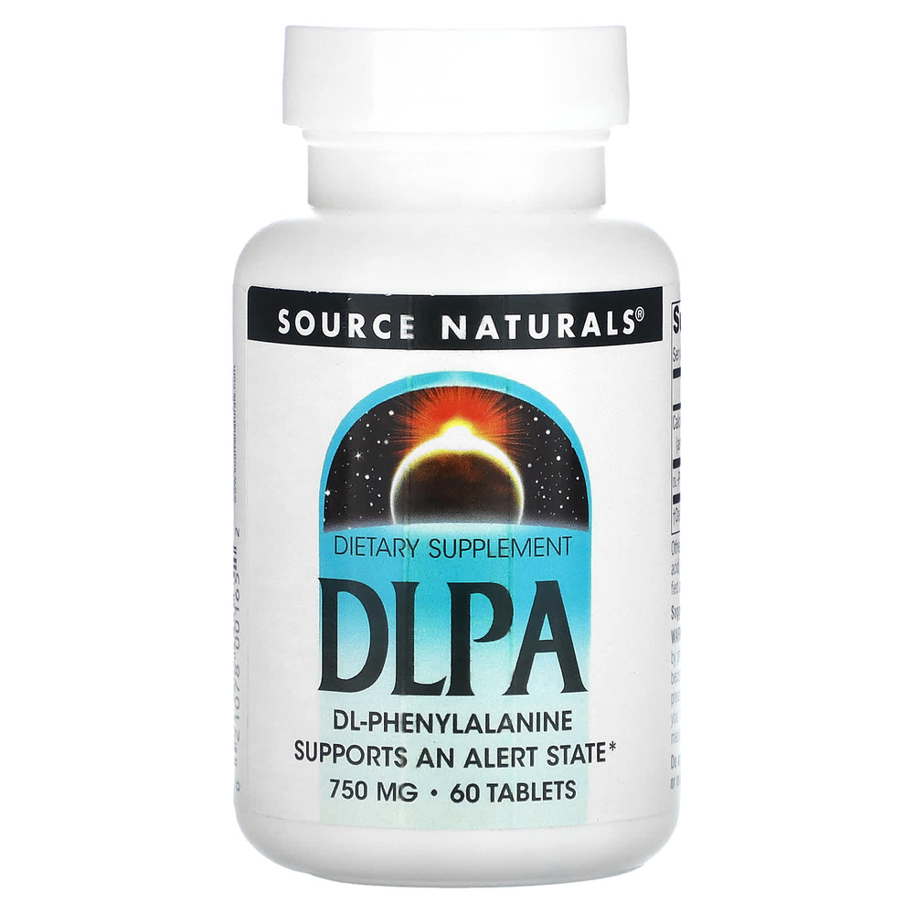 Source Naturals, DLPA (DL-фенилаланин), 750 мг, 60 таблеток