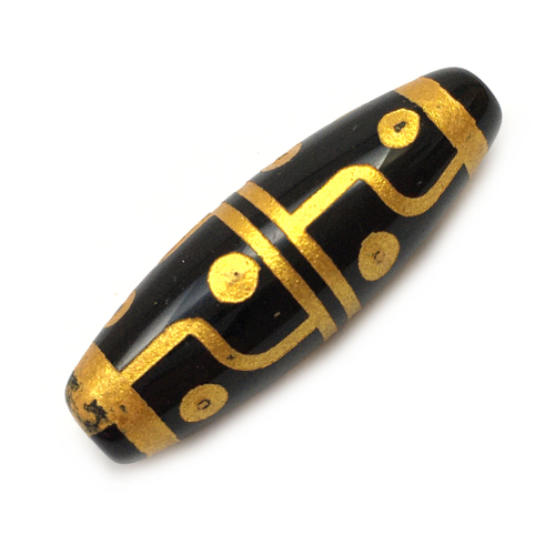 Агат Дзи "12 глаз", бусины с золотом 30х10 мм