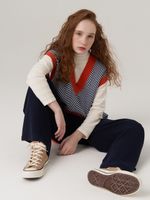 Жилетка для девочки в школу 953 н.синий-оранжевый