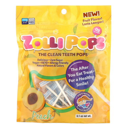Zollipops, The Clean Teeth Pops, персиковый, 3,1 унции
