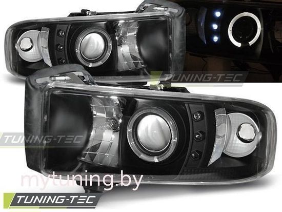 Передние фары angel eyes black для Dodge Ram 94-01