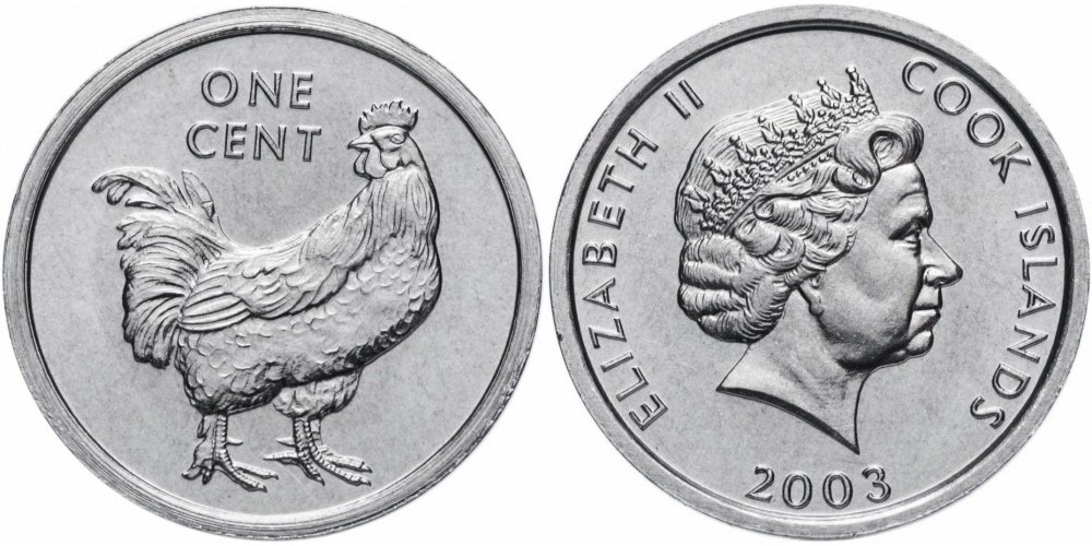 Острова Кука 1 цент, 2003 Петух UNC