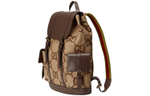 GUCCI Canvas With Leather Backpack Unisex Ebony/Camel/Brown