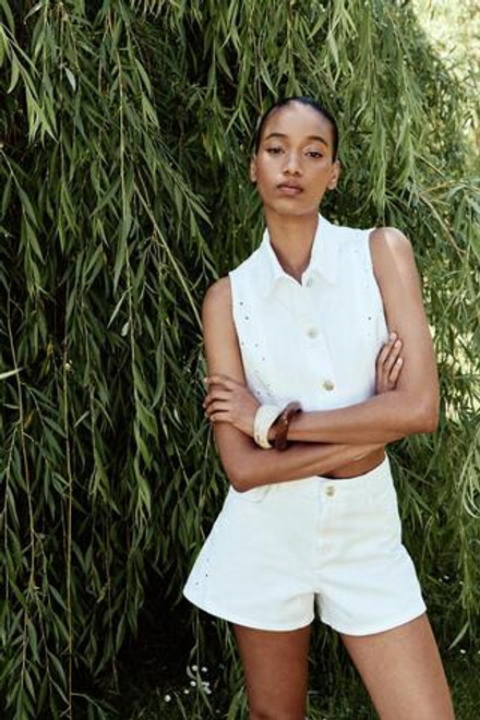 ZARA ЖИЛЕТ Z1975 С АЖУРНОЙ ВЫШИВКОЙ, БЕЛЫЙ