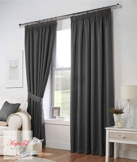 Длинные шторы. Тоскана (графитовый) рогожка.