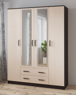 Шкаф для одежды и белья Лагуна 160 см, венге/дуб молочный