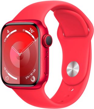 Apple Watch Series 9, 45 мм, корпус из алюминия цвета (PRODUCT)RED, спортивный ремешок цвета (PRODUCT)RED, размер S/M