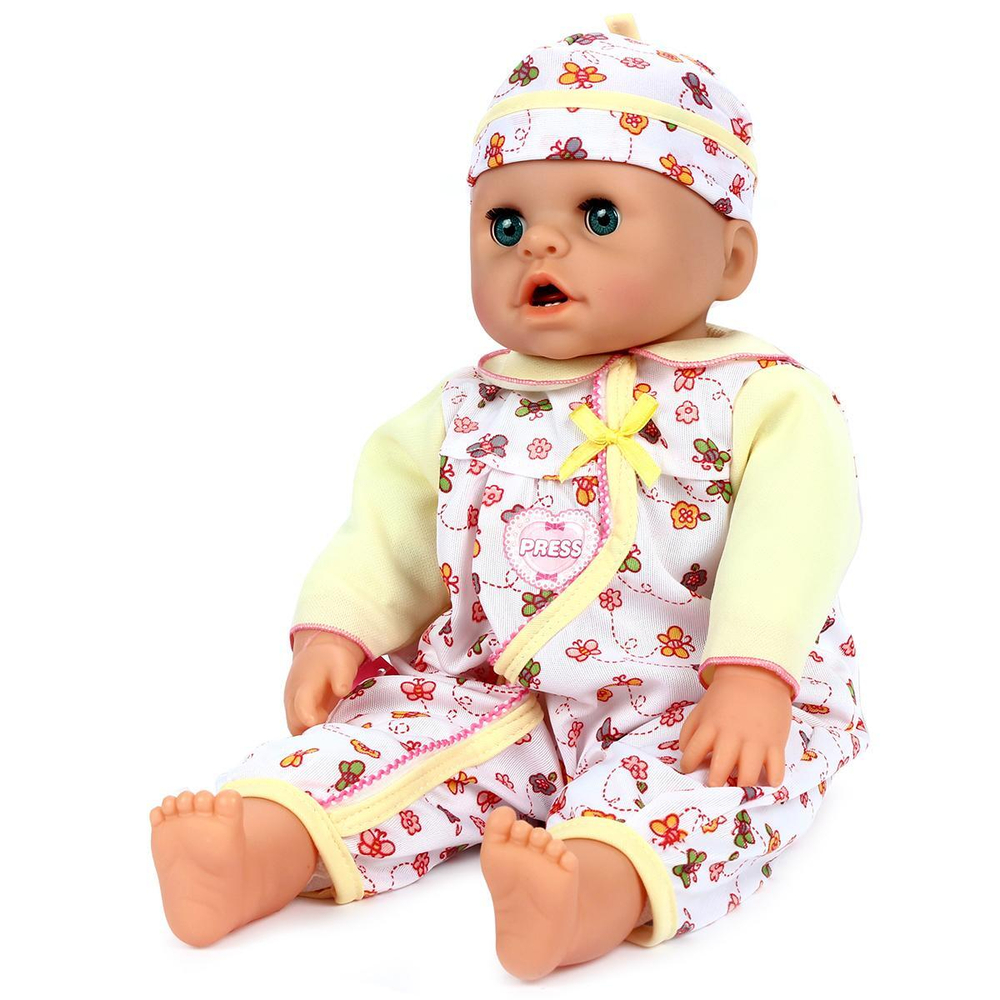 Пупс интерак. "Крошка" звук, растут зубы, двигает язык, желтый (Happy Valley)