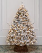 Заснеженная елка с гирляндой «Швейцарская» (Литая хвоя) 270 см / 2,7 м