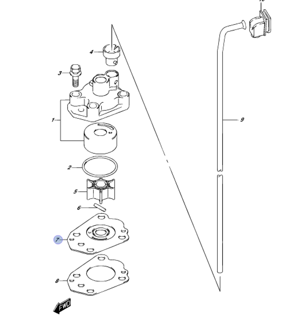Пластина помпы Suzuki DF2.5 17471-97JL0-000
