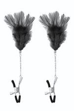 Зажимы для сосков с черными перьями Sweet Caress Feather Nipple Clumps (Цвет: черный)