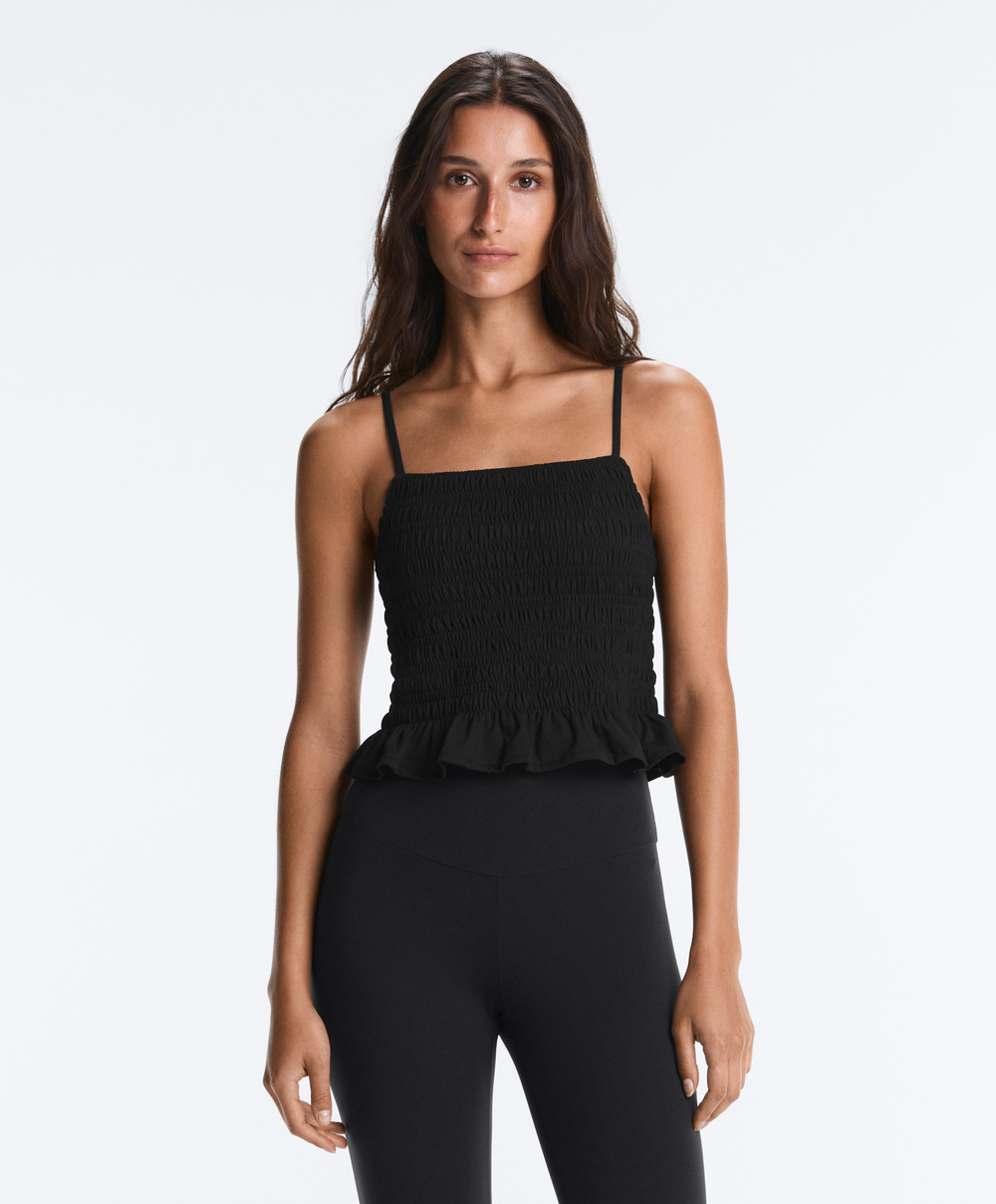 Oysho Топ Comfortlux со сборкой, черный