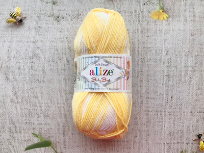 Пряжа ALIZE "Baby Best Batik", жёлтый/белый