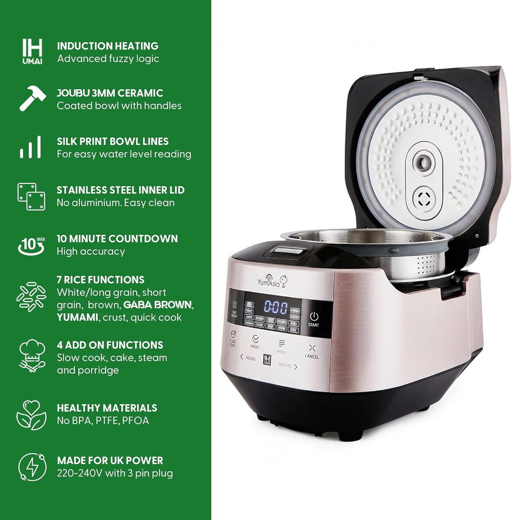 Yum Asia Рисоварка Yum Asia Bamboo Rice Cooker, 8 чашек, 1.5 л ( Anthracite Black)