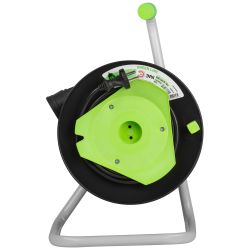 Удлинитель силовой ЭРА GREEN LINE GAZ-2x0.75-15m Greenline на катушке пластик 1 розетка без заземления 15м ПВС 2x0.75мм2 | Силовые удлинители