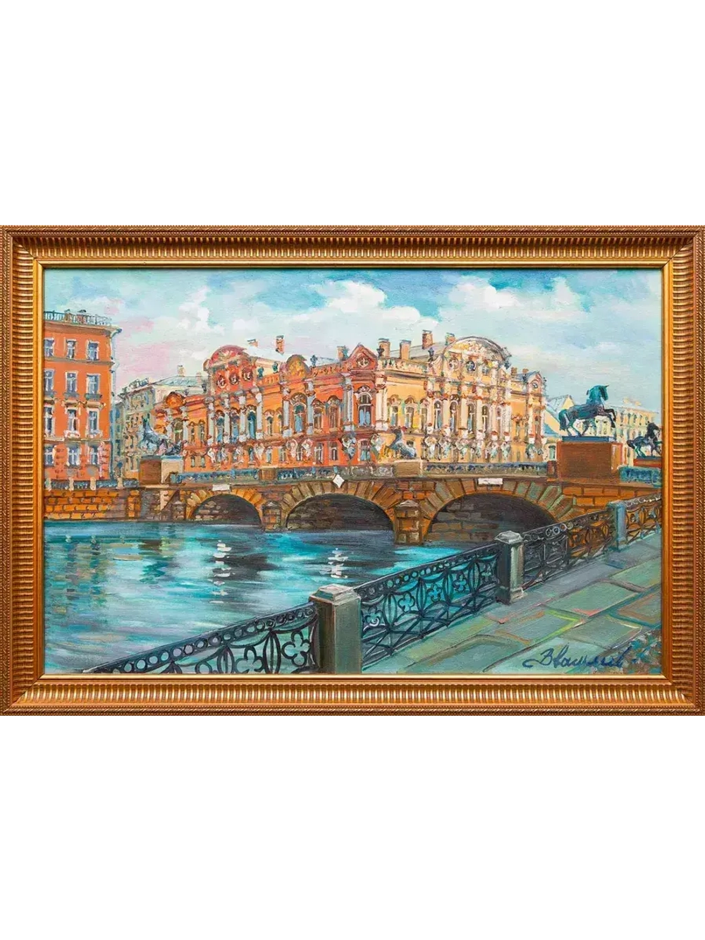 Картина маслом "Аничков мост. Фонтанка" Васильев