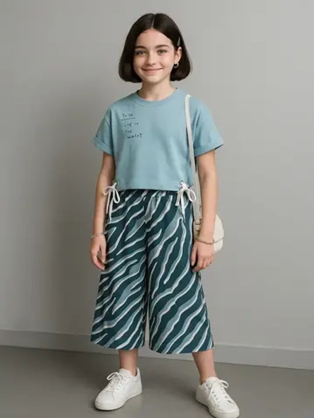 Костюм для девочки, футболка и кюлоты