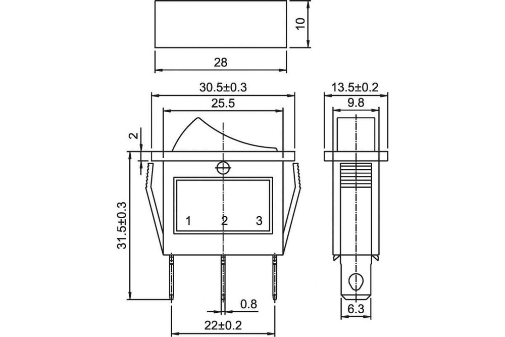 Клавишный выключатель REXANT 250v 15а (3с) on-off красный с подсветкой (rwb-404, sc-791, irs-101-1c) 36-2210