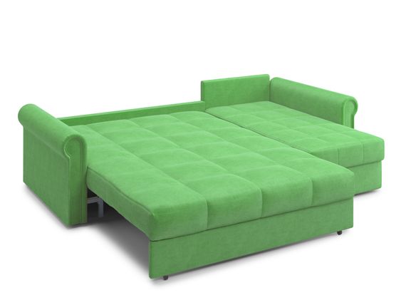 Диван угловой с оттоманкой Палермо 1,4 - Velutto 31 зеленый/кант Velutto 31 зеленый