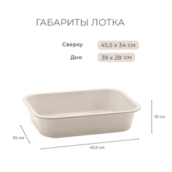 Лоток/туалет ZOOEXPRESS "Leader" глубокий для кошек - 45,5х34х10 см