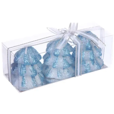 Свечи новогодние «Ёлочка» 13*4,5*4,5 см (набор 3 шт), Голубой