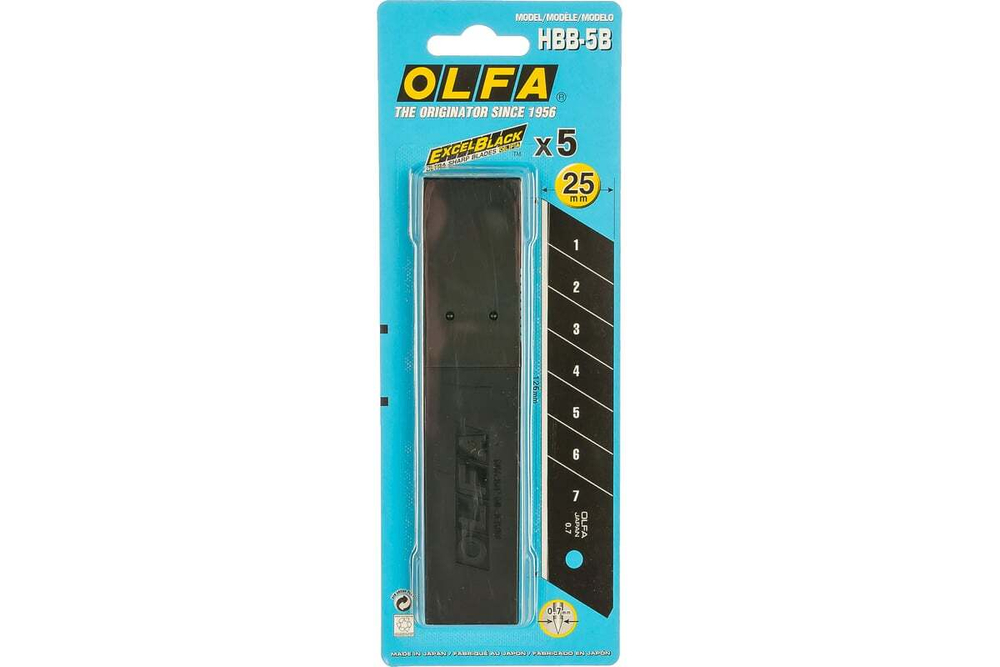 Сегментированные лезвия OLFA Excel Black 25х126х0.7 мм, 5 шт OL-HBB-5B