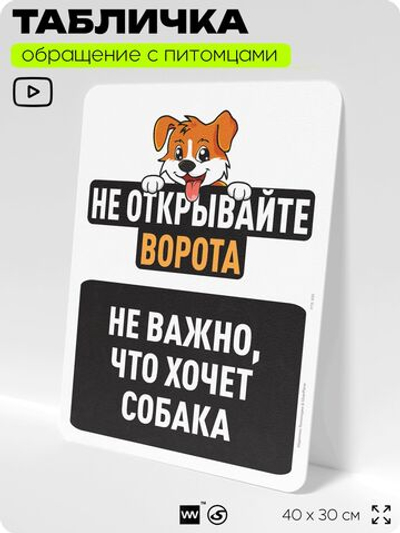 Табличка "Не открывайте ворота, не важно, что хочет собака", для двора, дома, подъезда, 40х30 см, Silver Plane x Айдентика Технолоджи