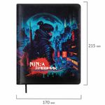 Дневник 1-11 класс 48 л., кожзам (твердая с поролоном), печать, цветной блок, BRAUBERG, "Ниндзя", 106950