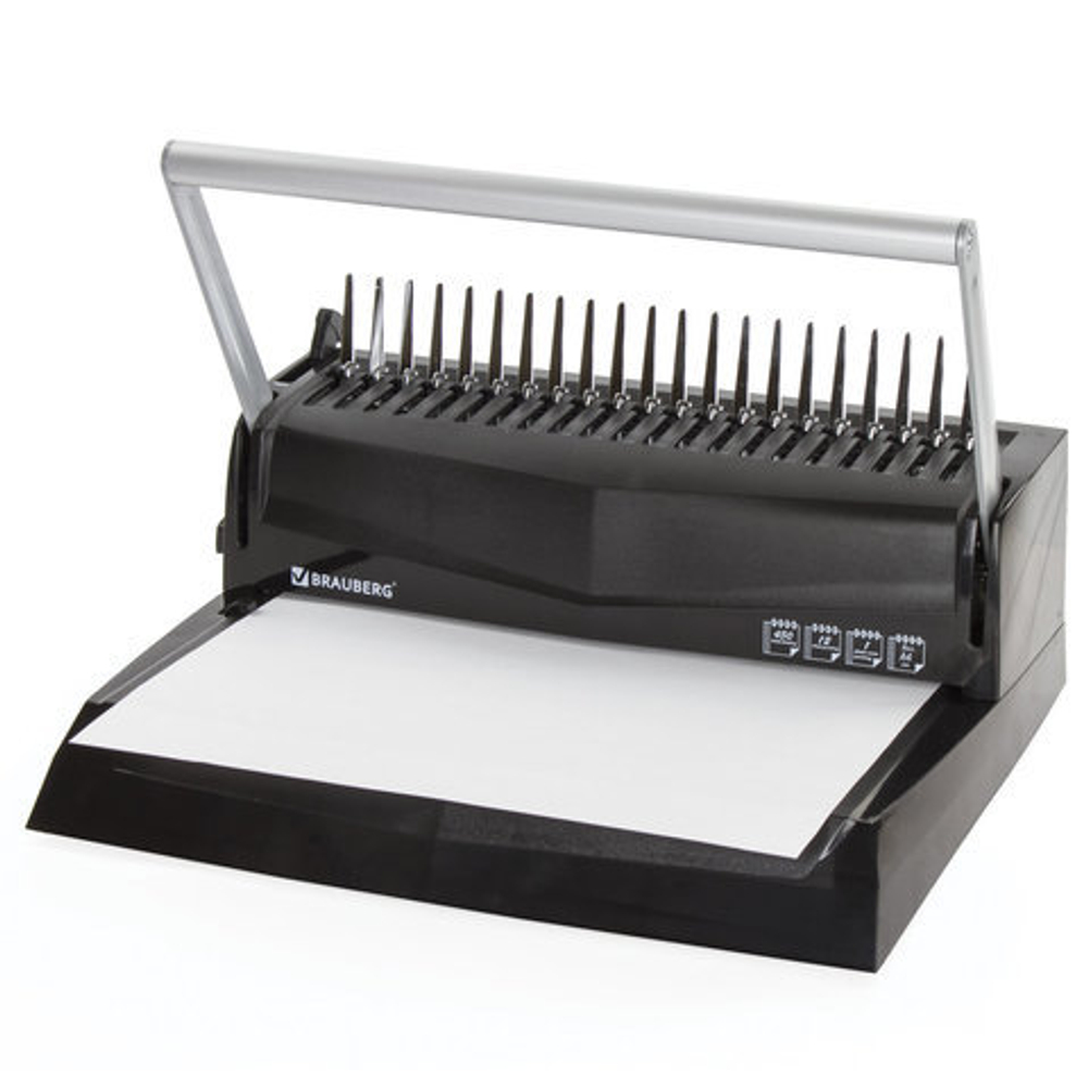 Переплетная машина для пластиковой пружины BRAUBERG "B12", пробивает до 12 листов, сшивает до 450 листов, 530959