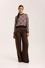 Лонгслив Idel Тюбетейка укороченный коричневый/розовый