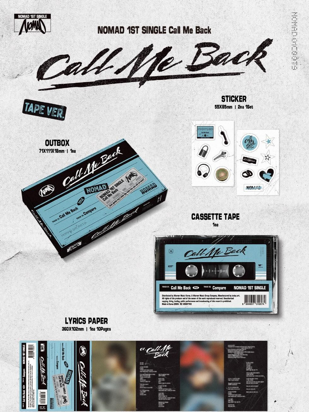 Альбом NOMAD - CALL ME BACK 1st Single Album TAPE Version