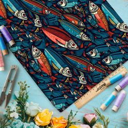 Ткань премиум Оксфорд 600D фантазийные рыбы