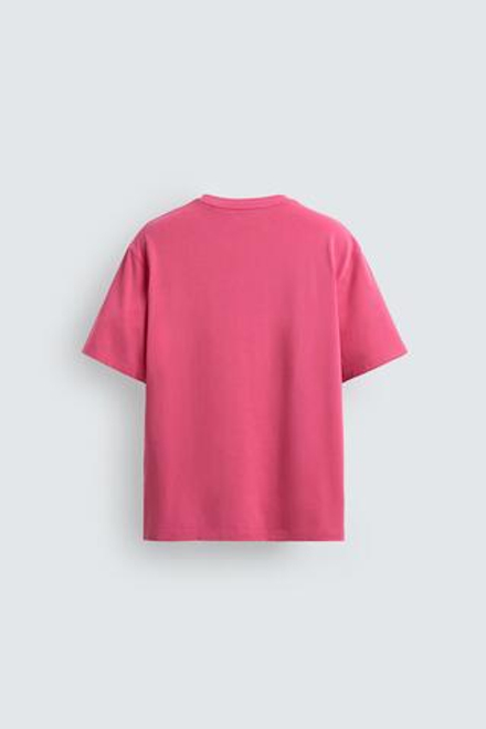 ZARA ФУТБОЛКА С КОРОТКИМ РУКАВОМ, РОЗОВЫЙ