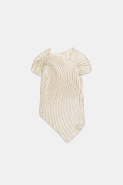 ZARA ПЛИССИРОВАННЫЙ ТОП — ZW COLLECTION, ЭКРЮ