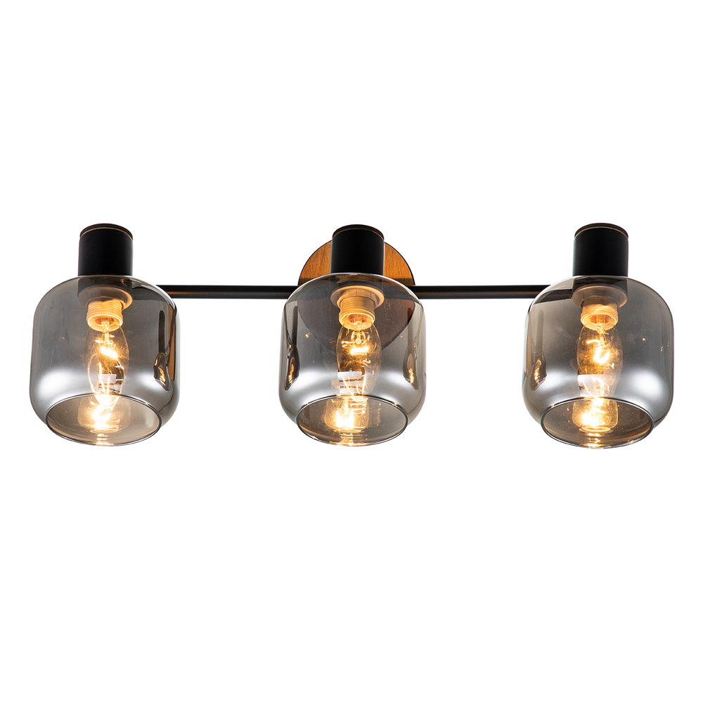 Настенный светильник 3x40Вт E14, металл/дерево/стекло, черный
