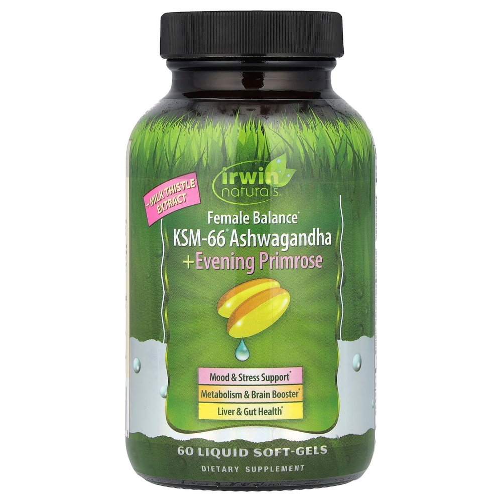 Irwin Naturals, Female Balance, ашваганда KSM-66® + примула вечерняя, 60 мягких таблеток