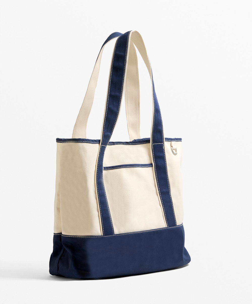 Oysho Сумка-шоппер из холста, бежево-синий