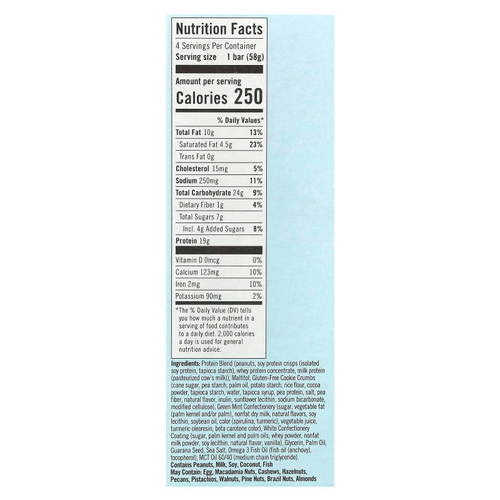 JiMMY!, Bars With Benefits, протеиновый батончик, мятное печенье и крем, 4 отдельных батончика, 58 г (2,05 унции)