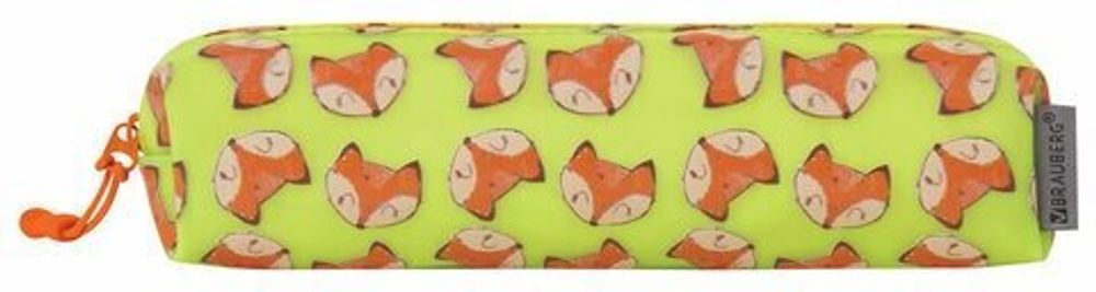 Пенал-косметичка BRAUBERG прямоугольный, мягкий, "Foxes", 21х5х5 см, 229252