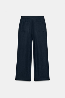 ZARA БРЮКИ ПРЯМОГО КРОЯ С ДЕКОРАТИВНОЙ СТРОЧКОЙ, МОРСКОЙ СИНИЙ