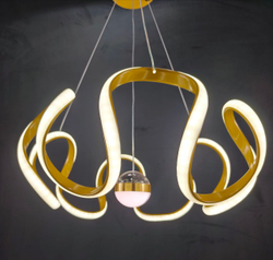 Люстра подвесная светодиодная Lanbos Риббон, LED 70 Вт, до 15 кв м, золотая