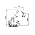 Смеситель для кухни 1/2 кер F4009 FRAP ПЕНТА (выс.пов.излив, п/шпильку, хром, силумин)