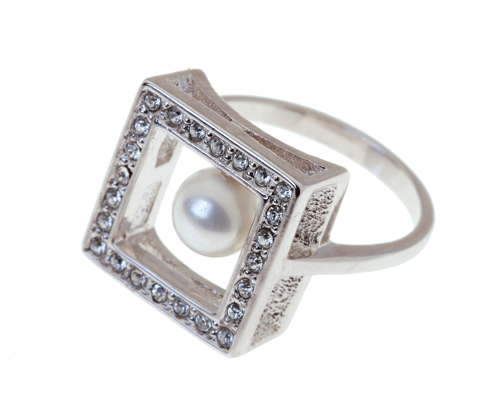 "Квадрат" кольцо в серебряном покрытии из коллекции "Геометрия" от Jenavi