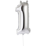 Шар фольгированный Цифра 1 40 см (Серебряный)