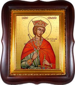 Эдвард (Эдуард) Английский мученик. Икона на холсте в киоте 24 х 27 см.