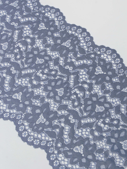 Эластичное кружево дымчато-голубое ширина 21 см
